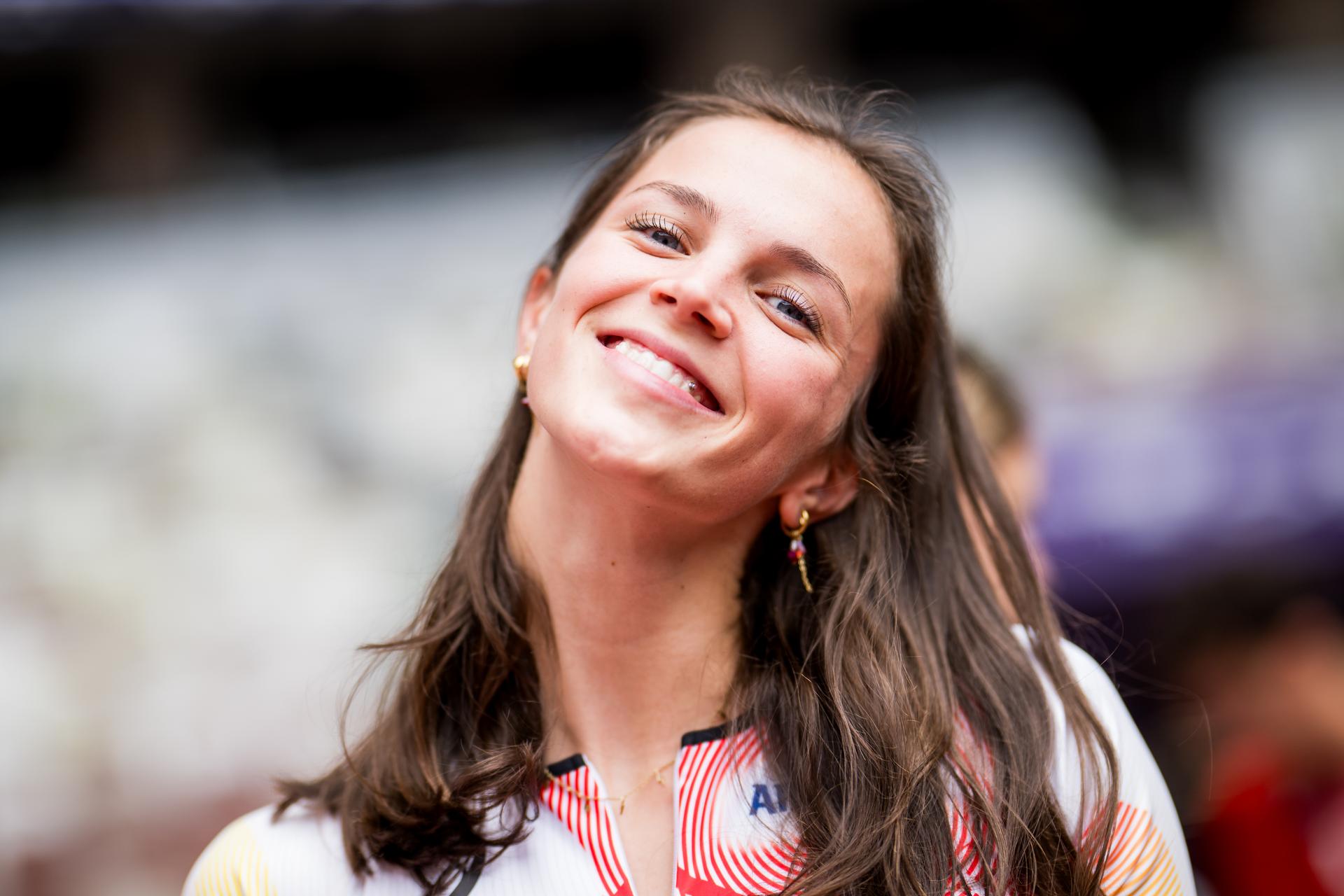 Ilona Masson pictured in action during a training session at the National Stadium of Tokyo before the World Athletics Championships in Tokyo, Japan, on Friday 12 September 2025. The outdoor Worlds are taking place from 13 to 21 September. BELGA PHOTO JASPER JACOBS