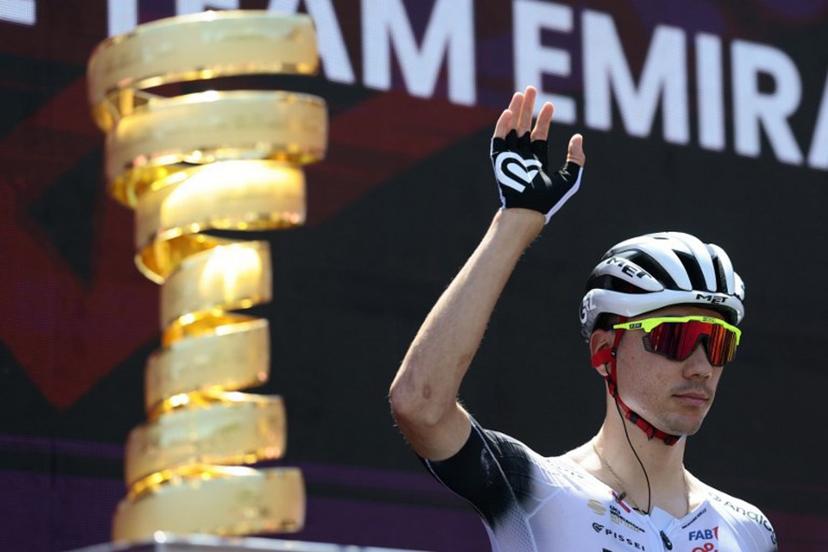 UAE Team Emirates XRG's Spanish rider Juan Ayuso waves before the start of the 18th stage of the 108th Giro d'Italia cycling race of 144kms from Morbegno to Cesano Maderno on May 29, 2025.  Luca Bettini / AFP