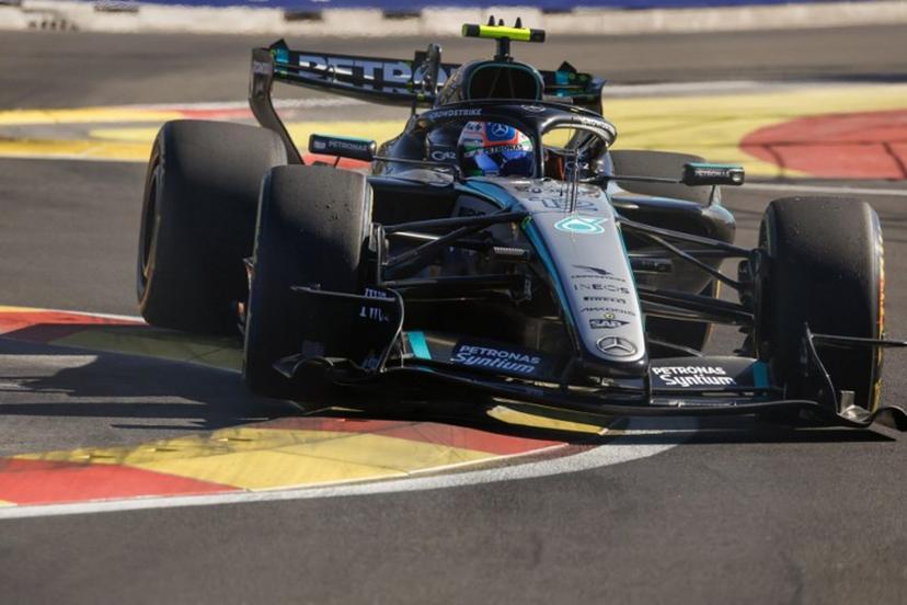 Mercedes' Italian driver Kimi Antonelli drives during the second practice session at the Madring circuit on September 11, 2026 in Madrid ahead of the Spanish Formula One Grand Prix.  Oscar DEL POZO / AFP