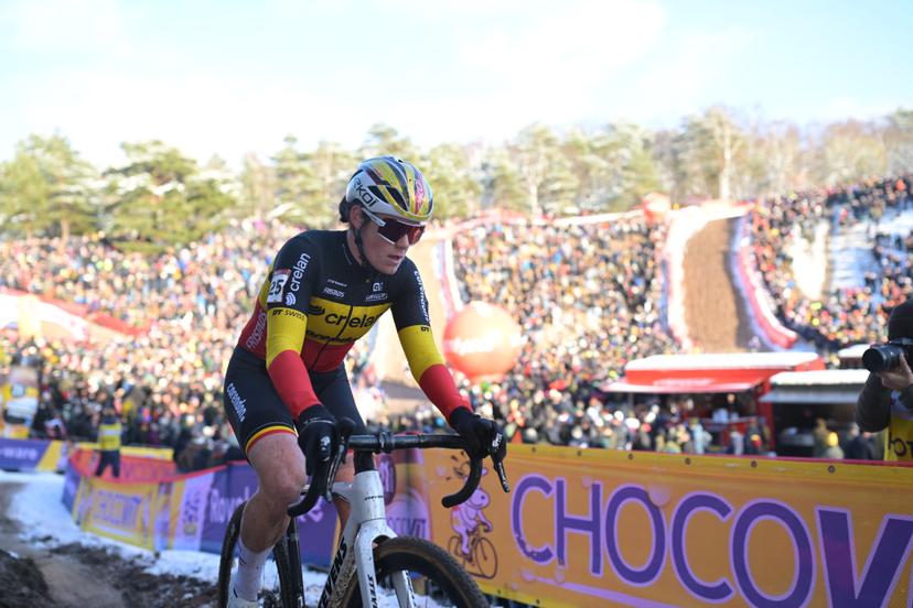 Belgian Marion Norbert Riberolle pictured in action during the women's elite race at the World Cup cyclocross cycling event in Zonhoven on Sunday 04 January 2026, stage 9 (out of 12) of the UCI World Cup competition. BELGA PHOTO DAVID PINTENS