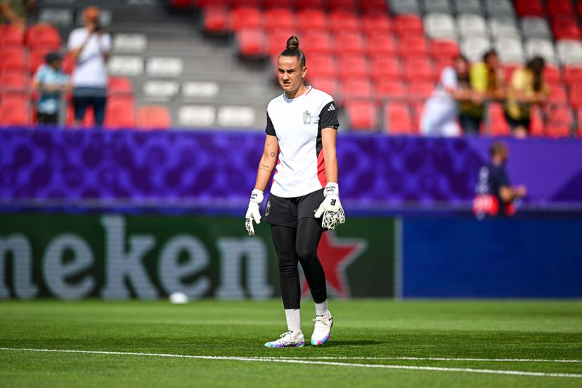 Nicky EVRARD of Belgium warming up prior to the women's UEFA Euro 2025 match between Belgium and Italy at Stade de Tourbillon on July 3, 2025 in Sion, Switzerland. (Photo by Baptiste Fernandez/Icon Sport) BENELUX ONLY