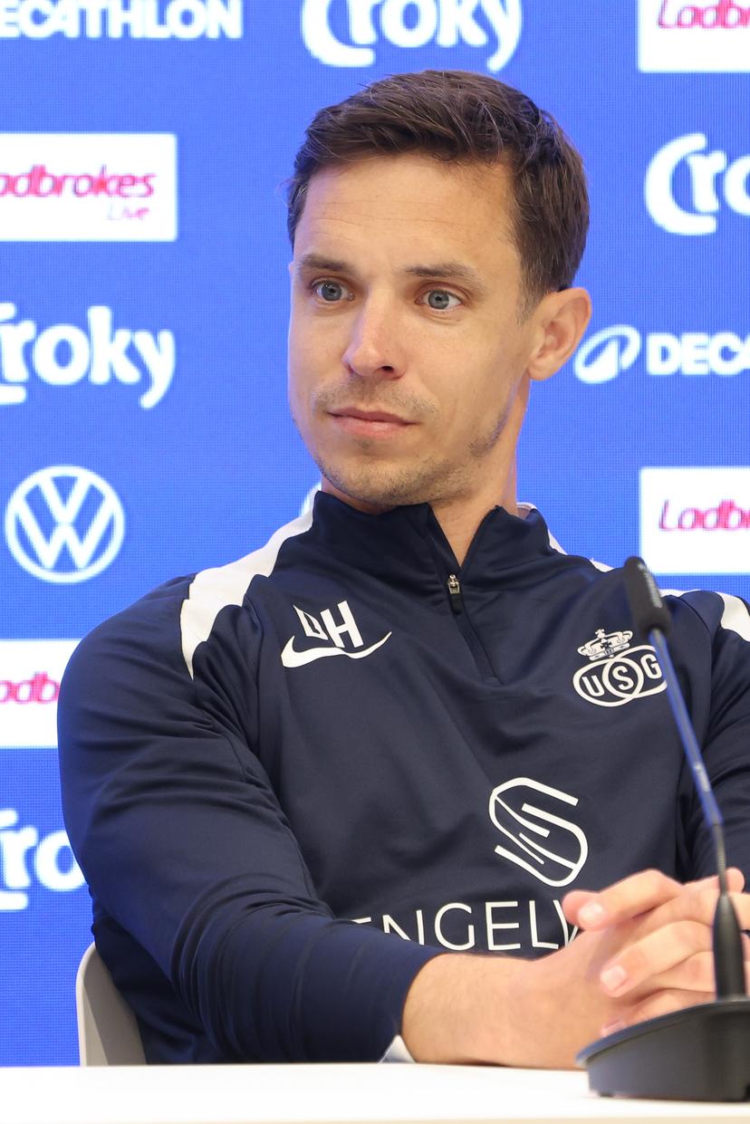 Union's head coach David Hubert pictured during a press conference of Royale Union Saint-Gilloise ahead of the final of the Croky Cup Belgian cup competition, Wednesday 13 May 2026 in Brussels. BELGA PHOTO BRUNO FAHY