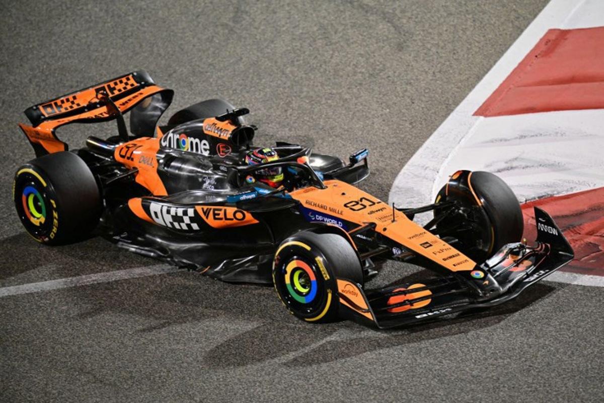 McLaren's Australian driver Oscar Piastri races during the Bahrain Formula One Grand Prix at the Bahrain International Circuit in Sakhir on April 13, 2025.  Giuseppe CACACE / AFP