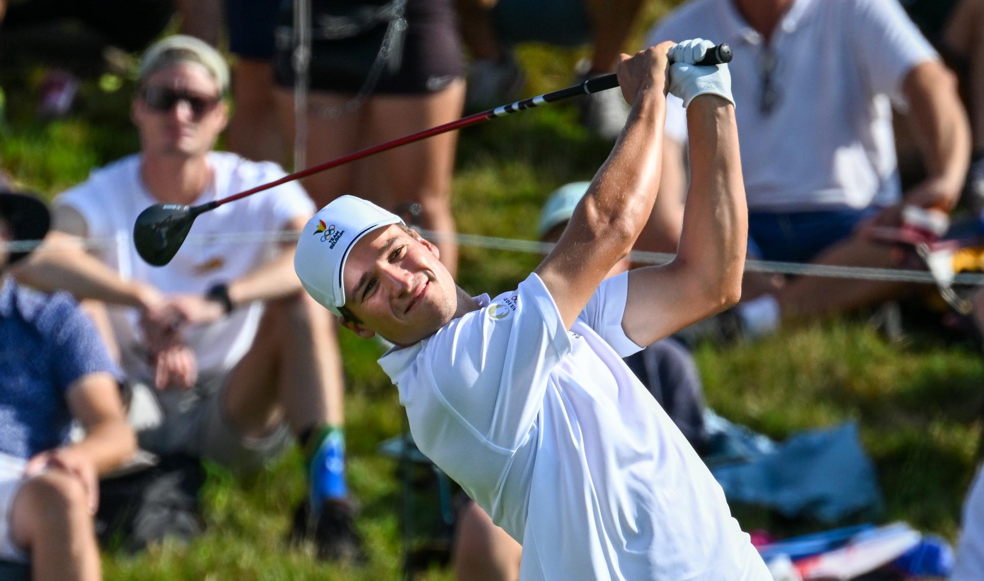 Belgian golfer Adrien Dumont de Chassart pictured in action during the men's Men's stroke play golf competition at the Paris 2024 Olympic Games, on Thursday 01 August 2024 in Paris, France. The Games of the XXXIII Olympiad are taking place in Paris from 26 July to 11 August. The Belgian delegation counts 165 athletes competing in 21 sports. BELGA PHOTO ANTHONY BEHAR   **  ** *** BENELUX ONLY ***