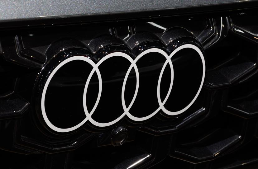 Audi logo seen at the press opening of the 102th edition of the Brussels Motor Show, at Brussels Expo, on Friday 09 January 2026, in Brussels. Brussels Motors show is open to public from 09 to 18 January 2026. BELGA PHOTO BENOIT DOPPAGNE