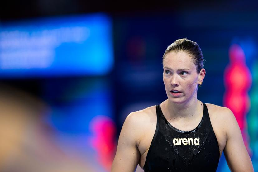 ATTENTION EDITORS - BENELUX ONLY - 250728 Florine Gaspard of Belgium after competing in women's 100 meters breaststroke swimming semifinal during day 18 of the World Aquatics Championships on July 28, 2025 in Singapore.  Photo: Joel Marklund / BILDBYRÅN / kod JM / JM0711 bbeng simning swimming svømming sim-vm vm sim-vm 2025 world aquatics championships 2025