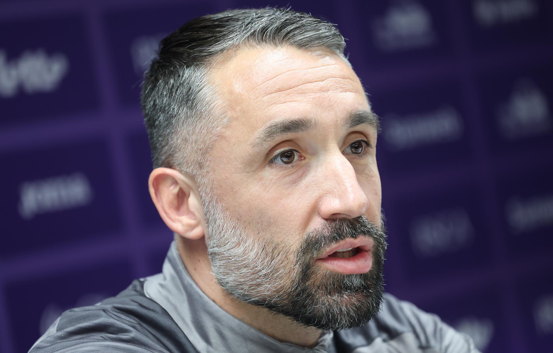 Anderlecht's interim coach Jeremy Taravel pictured during a press conference ahead of a return game between RSC Anderlecht and Royal Antwerp FC in the 1/2 final of the Croky Cup Belgian cup, Wednesday 11 February 2026 in Brussels. BELGA PHOTO VIRGINIE LEFOUR