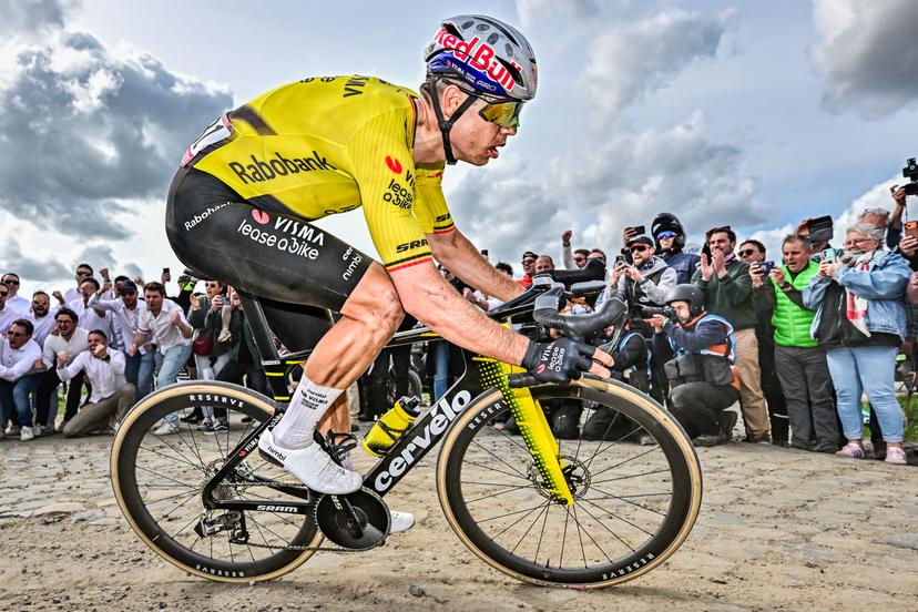 Belgian Wout van Aert of Team Visma-Lease a Bike pictured in action during the men's Paris-Roubaix cycling race, Sunday 12 April 2026, around Roubaix, France. The 123rd edition of Paris-Roubaix cycling races will take on Sunday, with the women riding 143,1 km the men riding 258,3 km on Sunday. BELGA PHOTO DIRK WAEM