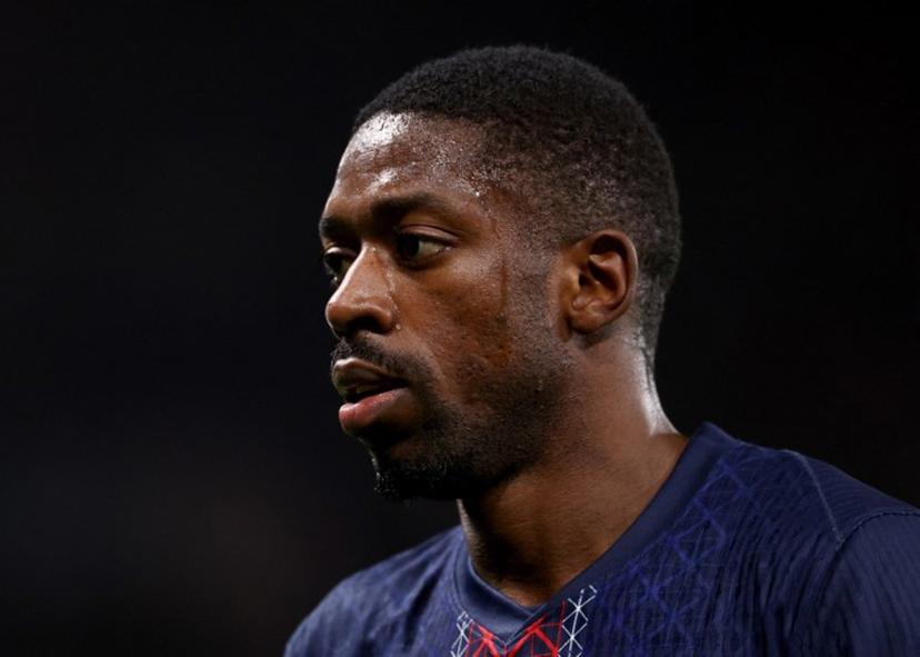 Paris Saint-Germain's French forward #10 Ousmane Dembele reacts during the French L1 football match between Paris Saint-Germain (PSG) and Stade Rennais FC at the Parc des Princes stadium in Paris on December 6, 2025.  FRANCK FIFE / AFP