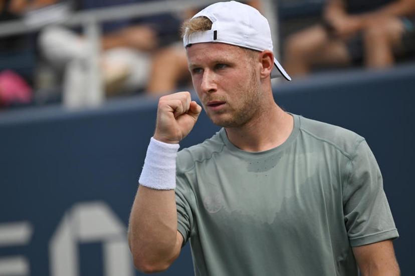 Gauthier Onclin of Belgium reacts as he plays Nikoloz Basilashvili of Georgia during the Men's Qualifying Singles Round 1 of the 2025 US Open tournament, at the USTA Billie Jean King National Tennis Center in Flushing Meadow-Corona Park, in the Queens borough of New York, NY, August 18, 2025. (Photo by Anthony Behar/SipaUSA)