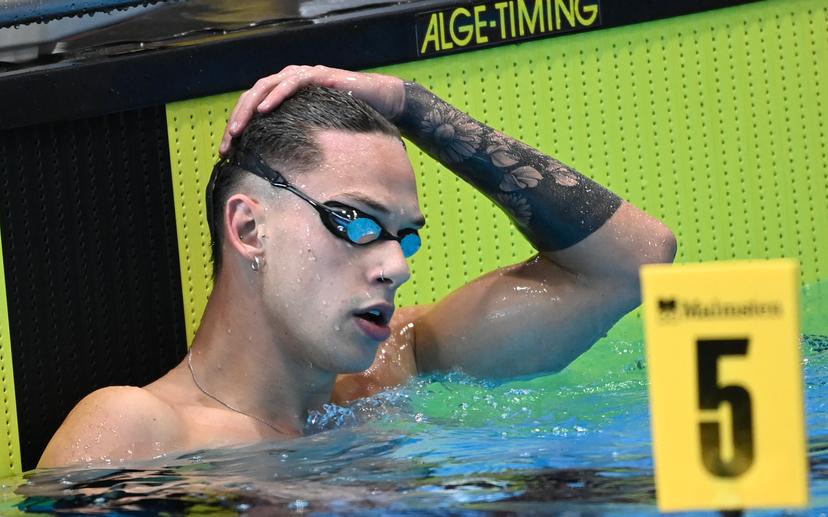 Belgian Logan Vanhuys pictured during the first day of the Belgian Swimming Championships, Friday 21 April 2023 in Antwerp. BELGA PHOTO JOHN THYS