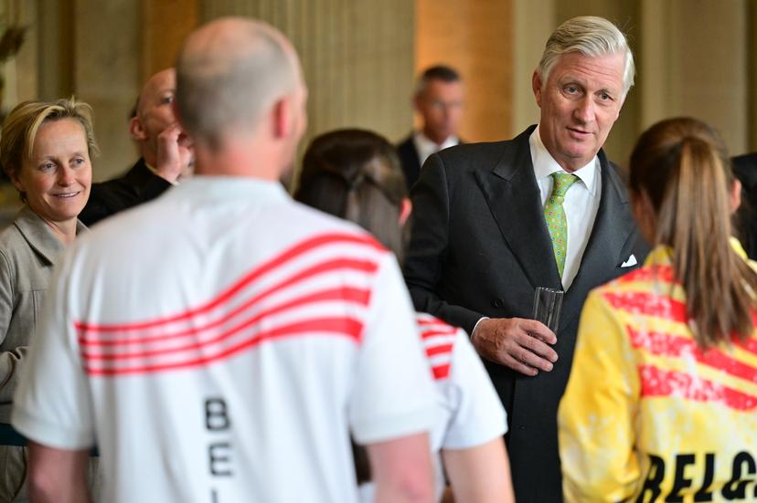 King Philippe - Filip of Belgium pictured during a royal reception for the athletes who competed at the Milano Cortina 2026 Olympic Winter Games, at the Royal Castle in Laken - Laeken, Brussels on Tuesday 12 May 2026. The XXV Winter Olympics took place from 6 to 22 February 2026 in Italy. BELGA PHOTO DIRK WAEM