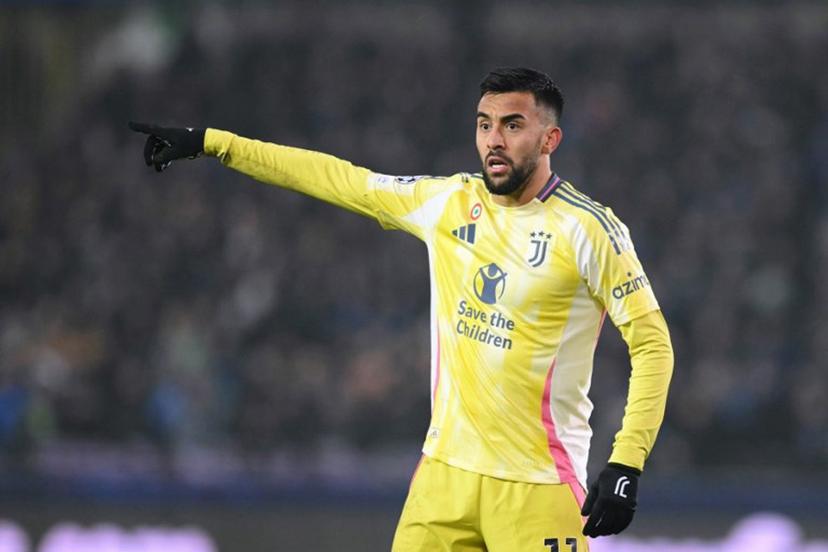 Juventus' Argentine forward #11 Nicolas Gonzalez gestures  during the UEFA Champions League, league phase matchday 7, football match between Club Brugge KV and Juventus FC at the Jan Breydel Stadium in Bruges, on January 21, 2025.  NICOLAS TUCAT / AFP