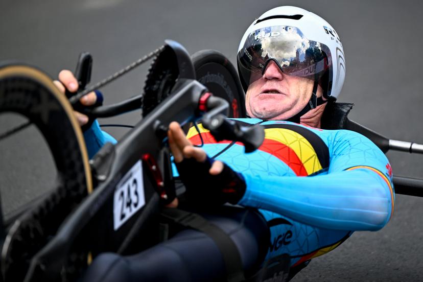 Belgium Marvin Odent (MH3) pictured in action during the individual time trial at the UCI Para-cycling Road World Championships, Thursday 28 August 2025, in Ronse. The UCI Para-Cycling Road World Championships take place from 28 to 31 Augustus in Ronse. BELGA PHOTO JASPER JACOBS