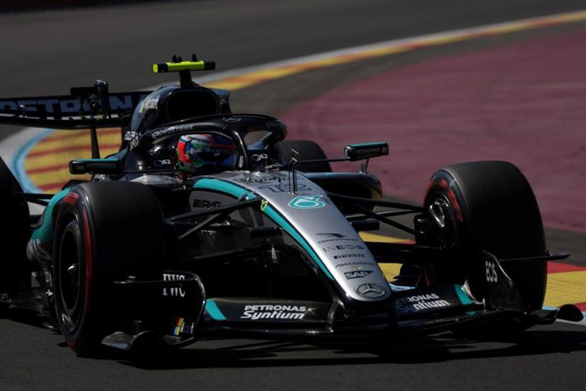 Team Mercedes' Kimi Antonelli drives during the third practice session at the Madring circuit on September 12, 2026 in Madrid ahead of the Spanish Formula One Grand Prix.  Pierre-Philippe MARCOU / AFP