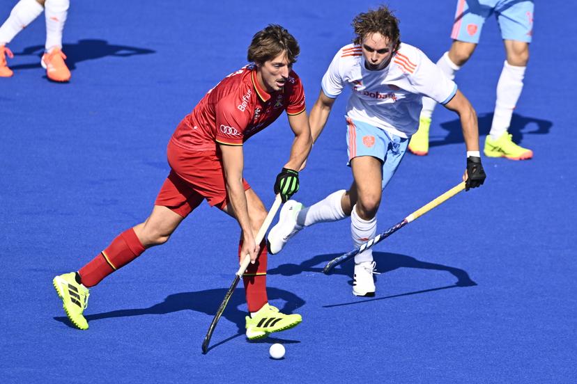 a hockey game between Belgian national team Red Panthers and Spain, match 1/3 in the pool stage of the 2025 women's European championships, Sunday 10 August 2025 in Monchengladbach, Germany.  BELGA PHOTO ERIC LALMAND