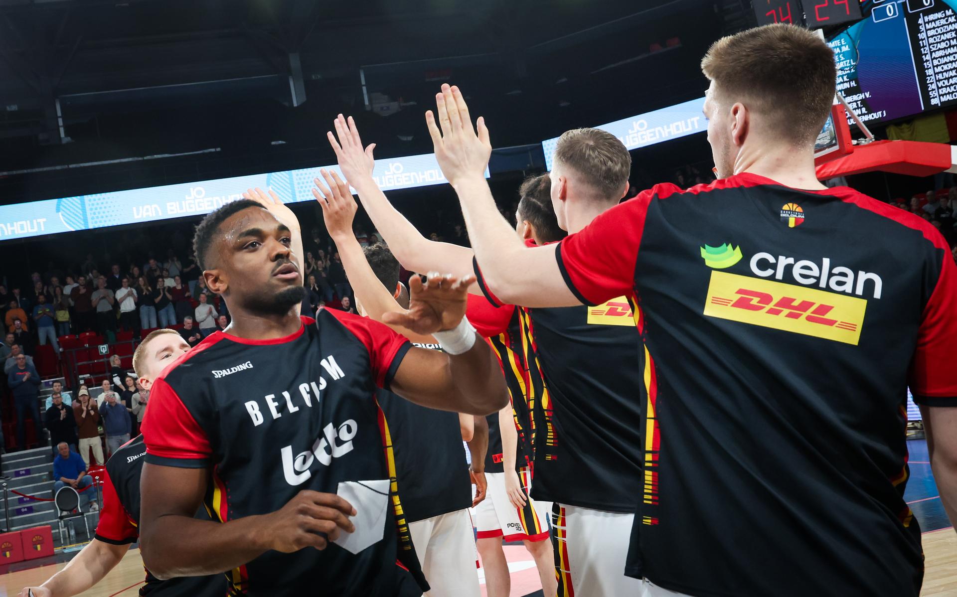 Belgium's Retin Obasohan pictured at the start of a basketball match between Belgium's national team Belgian Lions and Slovakia, Thursday 20 February 2025 in Charleroi, game 5/6 in the group stage of the qualifications for the Eurobasket 2025 European championships. BELGA PHOTO VIRGINIE LEFOUR