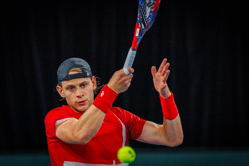 Belgian Zizou Bergs pictured in action duringa a tennis match between Belgian Bergs and Australian Thompson, during the qualifier of the Davis Cup, Saturday 13 September 2025, in Sydney, Australia. Belgium and Australia will compete this weekend in the second round of the Davis Cup qualifiers. BELGA PHOTO PATRICK HAMILTON