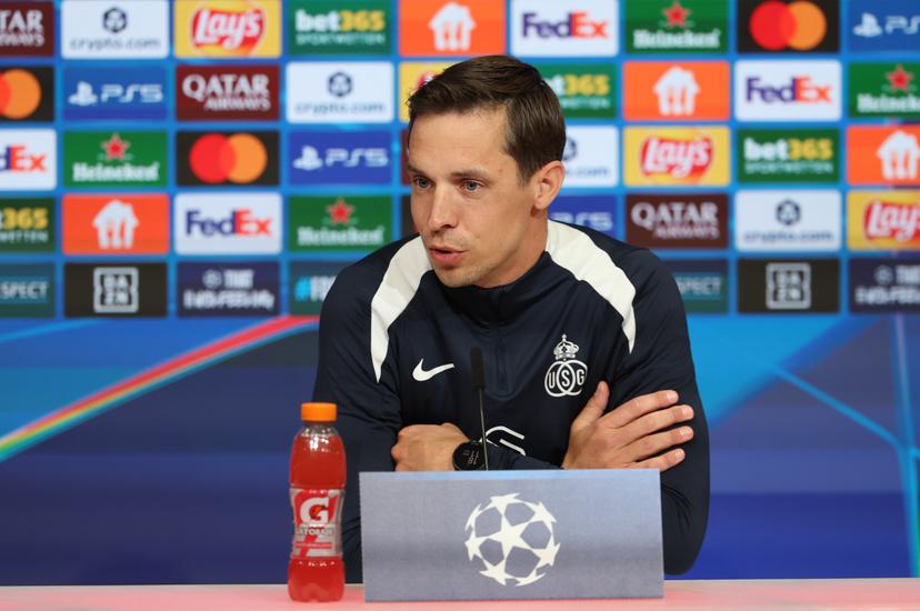 Union's head coach David Hubert pictured during a press conference of Belgian soccer team Royale Union Saint-Gilloise in Munich, Germany on Tuesday 20 January 2026. The team is preparing for tomorrow's match against German FC Bayern Munchen, on day seven of the League phase of the UEFA Champions League tournament. BELGA PHOTO VIRGINIE LEFOUR