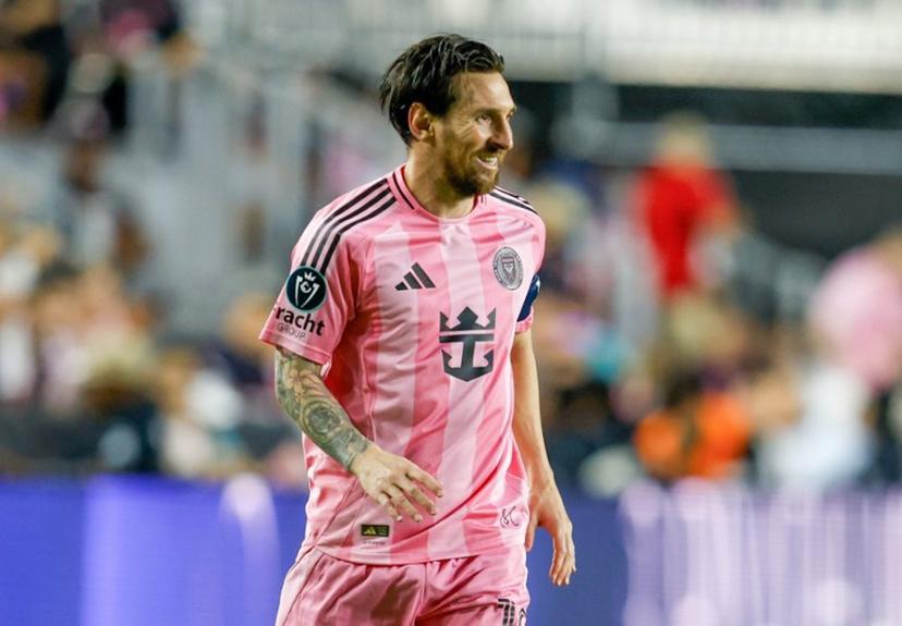 Inter Miami's Argentine forward #10 Lionel Messi smiles during the CONCACAF Champions Cup Quartefinal football match between Inter Miami and LAFC at Chase Stadium in Fort Lauderdale, Florida on April 9, 2025.  Chris Arjoon / AFP