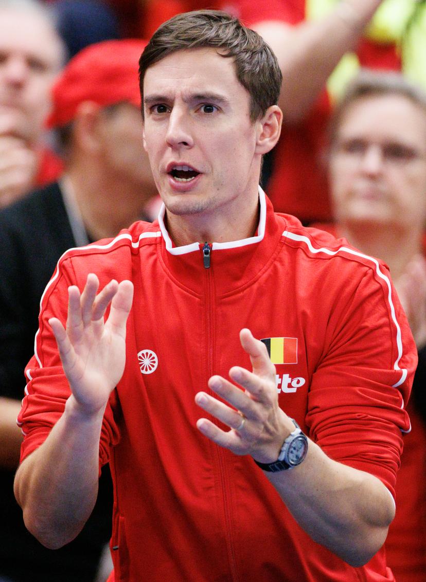 Belgian Joran Vliegen pictured during a game between Belgian Bergs and Chilean Barrios Vera, the first match in the Davis Cup qualifiers World Group tennis meeting between Belgium and Chile, Saturday 01 February 2025, in Hasselt. BELGA PHOTO BENOIT DOPPAGNE