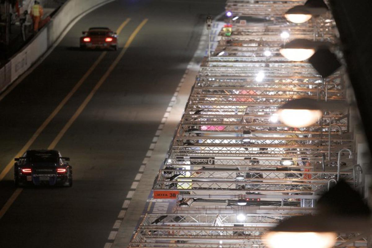 Partial view of pits taken during the night of 16 to 17 June, 2012, during the 80th edition of Le Mans 24 hours endurance race, in Le Mans, western France. AFP PHOTO / CHARLY TRIBALLEAU  CHARLY TRIBALLEAU / AFP