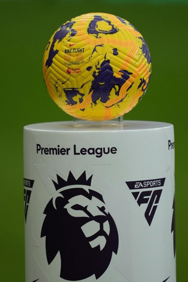 The match ball is positioned for the referee to take ahead of the English Premier League football match between Newcastle United and Fulham at St James' Park in Newcastle-upon-Tyne, north east England on December 16, 2023.  ANDY BUCHANAN / AFP