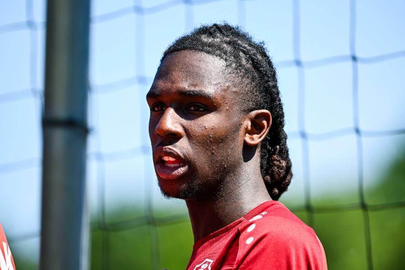 Antwerp's Pierre Junior Dwomoh pictured during a training session of Belgian soccer club Royal Antwerp FC, Wednesday 26 June 2024 in Antwerp ahead of the 2024-2025 season of the Jupiler Pro League. BELGA PHOTO TOM GOYVAERTS