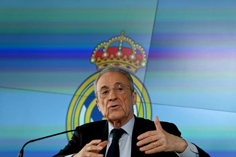 Real Madrid President Florentino Perez talks to media at Real Madrid Sports City in Valdebebas, in the outskirts of Madrid, on May 12, 2026. Real Madrid president Florentino Perez calls club elections, will stand again, AFP reports on May 12, 2026. JAVIER SORIANO / AFP