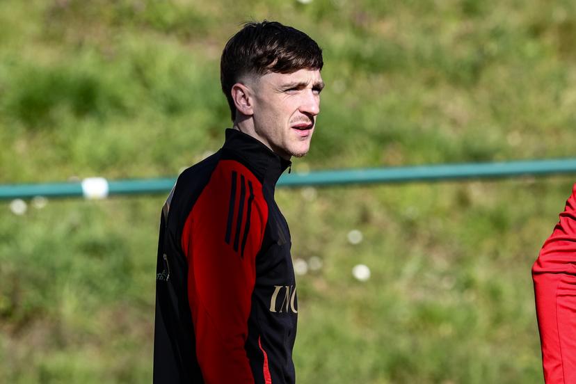 Belgium's Alexis Saelemaekers pictured during a training session of Belgian national soccer team the Red Devils, Wednesday 19 March 2025 in Tubize, ahead of tomorrow's game against Ukraine, in the Nations League group phase. BELGA PHOTO BRUNO FAHY