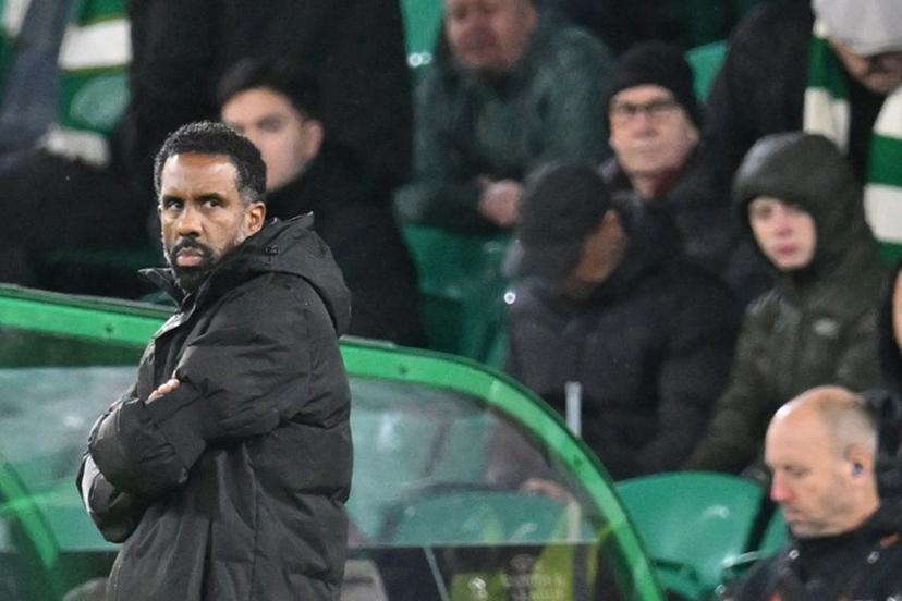 Celtic's French head coach Wilfried Nancy looks on from the touchline during the UEFA Europa League league stage football match between Celtic and Roma at Celtic Park in Glasgow on December 11, 2025.  ANDY BUCHANAN / AFP