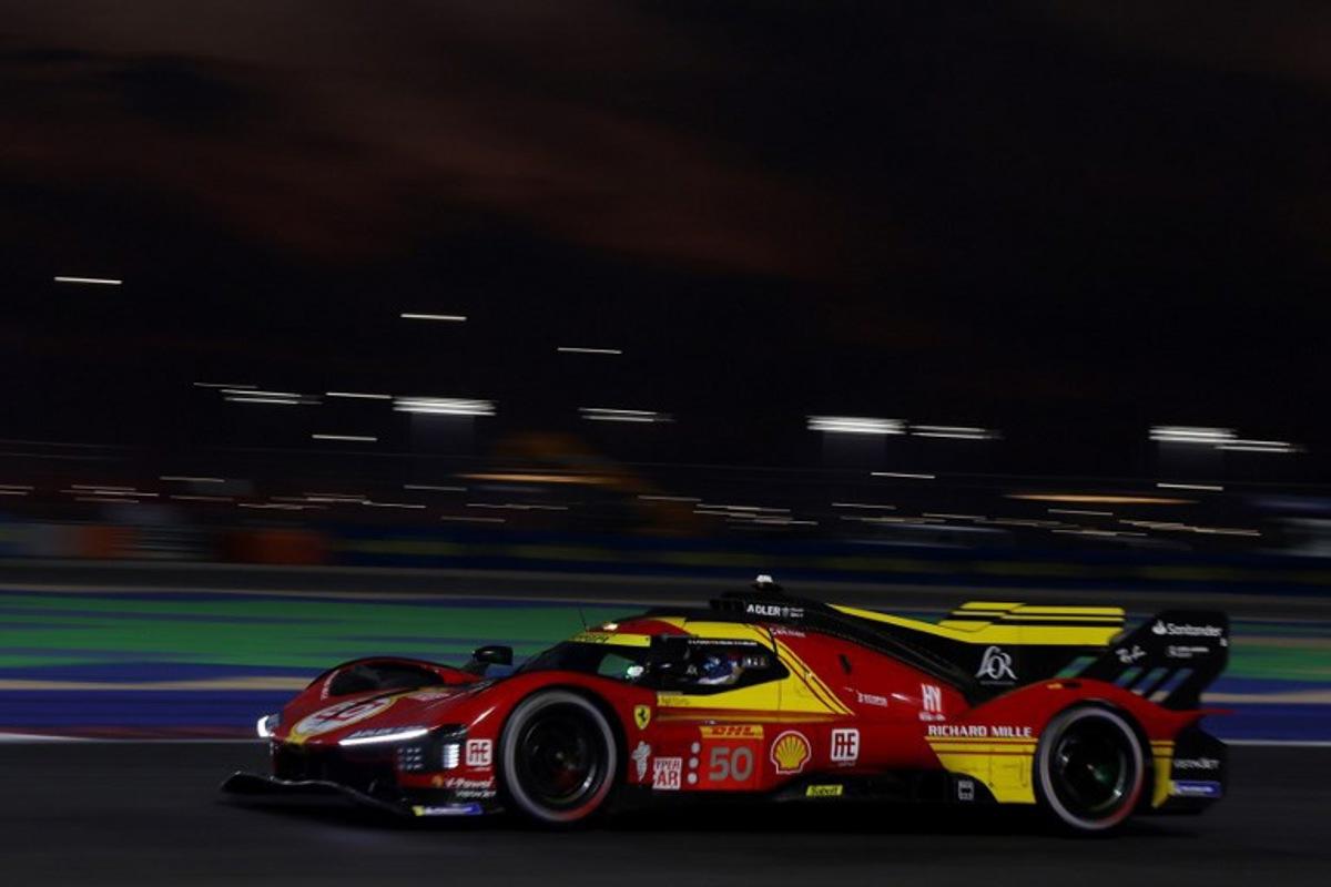 The #50 Ferrari AF Corse, Ferrari 499P of Antonio Fuoco, Miguel Molina, and Nicklas Nielsen takes part in the final day of racing action at the FIA World Endurance Championship 2024 at Lusail International Circuit on March 2, 2024 in Doha, Qatar.  KARIM JAAFAR / AFP