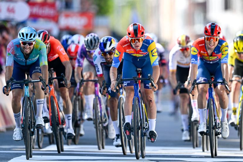 Belgian Thibau Nys of Lidl-Trek pictured in action during the men elite race of the Liege-Bastogne-Liege one day cycling event, 252km from Liege, over Bastogne to Liege, Sunday 27 April 2025. BELGA PHOTO ERIC LALMAND
