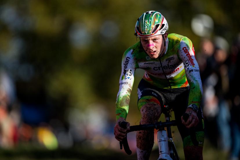 Belgian Toon Vandebosch pictured in action during the men elite race of the Koppenbergcross, the first race (out of eight) of the X2O Badkamers trophy cyclocross competition, in Melden, Oudenaarde, on Saturday 01 November 2025. BELGA PHOTO JASPER JACOBS