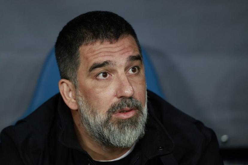 Shakhtar Donetsk's Turkish head coach Arda Turan looks on during the UEFA Conference League semi-final first leg football match between FC Shakhtar Donetsk and Crystal Palace FC in Krakow, Poland on April 30, 2026.  Wojtek RADWANSKI / AFP