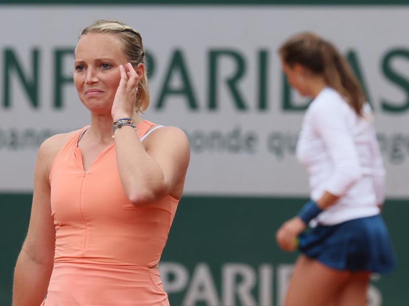 Belgian Kimberley Zimmermann pictured during a tennis match between Japanese pair Hozumi/Ninomiya and Italian - Belgian pair Bronzetti/Zimmermann, in the first round of the women's doubles, at the Roland Garros French Open tennis tournament, in Paris, France, Friday 31 May 2024. This year's tournament takes place from 26 May to 09 June. BELGA PHOTO BENOIT DOPPAGNE