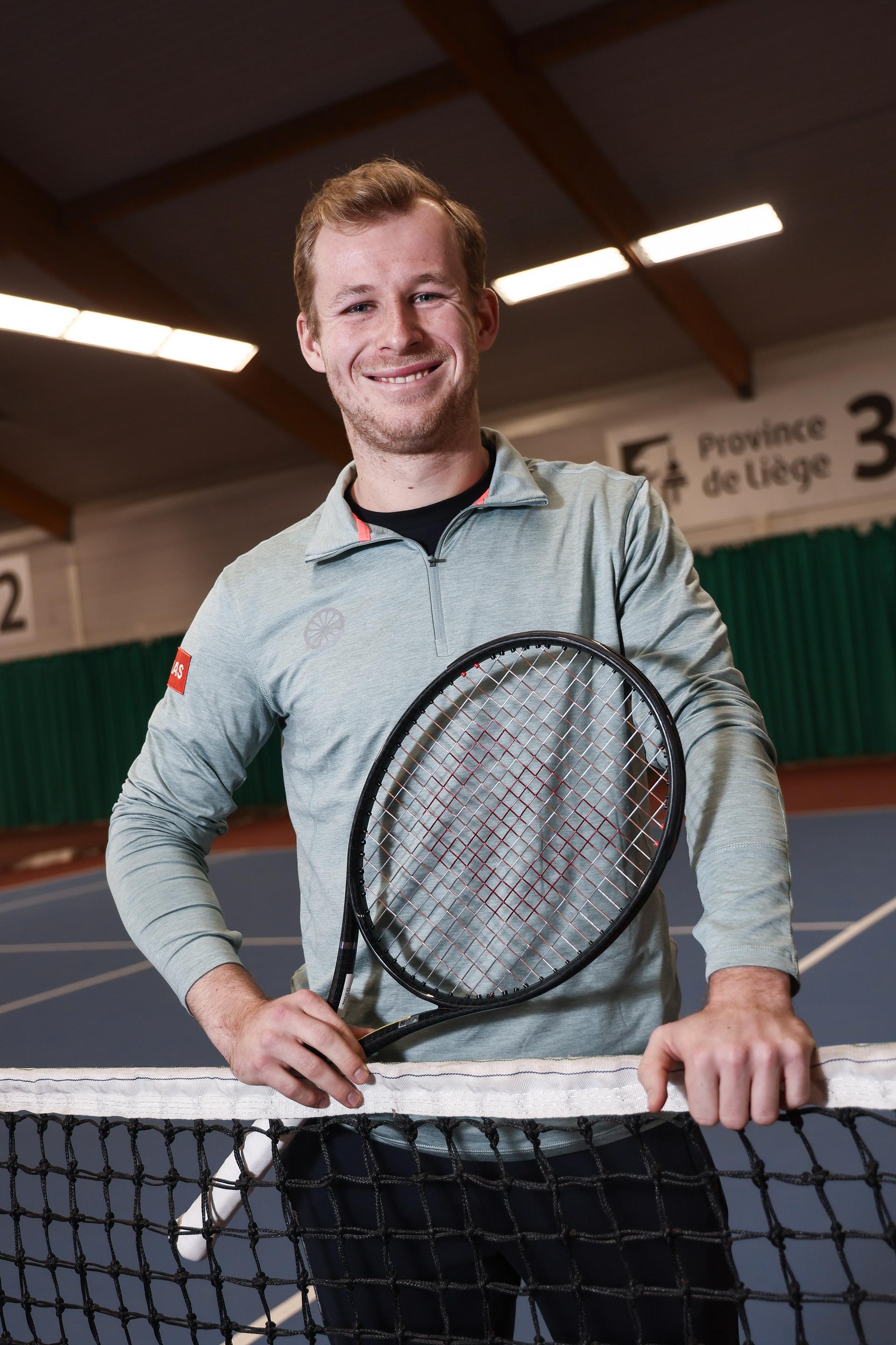 Belgian tennis player Gauthier Onclin poses for the photographer at a press conference of Tennis Padel Pickleball Wallonie-Bruxelles, in Huy, on Friday 19 December 2025. BELGA PHOTO BRUNO FAHY