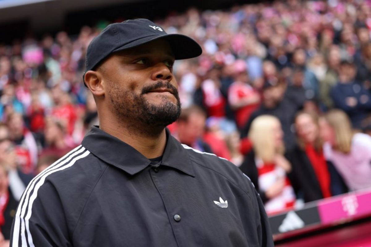 Bayern Munich's Belgian head coach Vincent Kompany looks on during the German first division Bundesliga football match between FC Bayern Munich and VfB Stuttgart in Munich, southern Germany, on April 19, 2026.  Alexandra BEIER / AFP