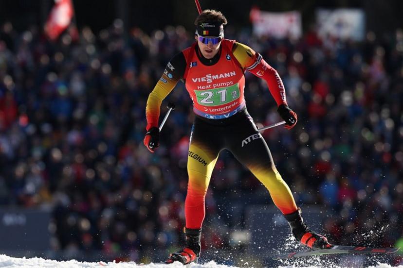Belgium's Florent Claude competes in the Single Mixed Relay event of the IBU Biathlon World Championship of Lenzerheide, eastern Switzerland, on February 20, 2025.  FRANCK FIFE / AFP