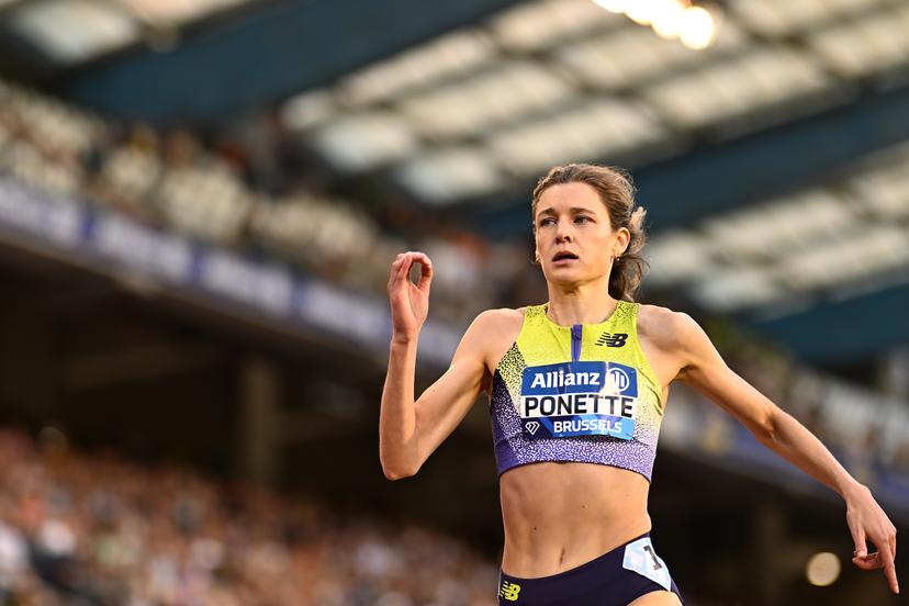 Belgian Helena Ponette pictured during the 400m race, at the 50th edition of the Memorial Van Damme Diamond League athletics event in Brussels, Saturday 5 September 2026.  BELGA PHOTO JASPER JACOBS