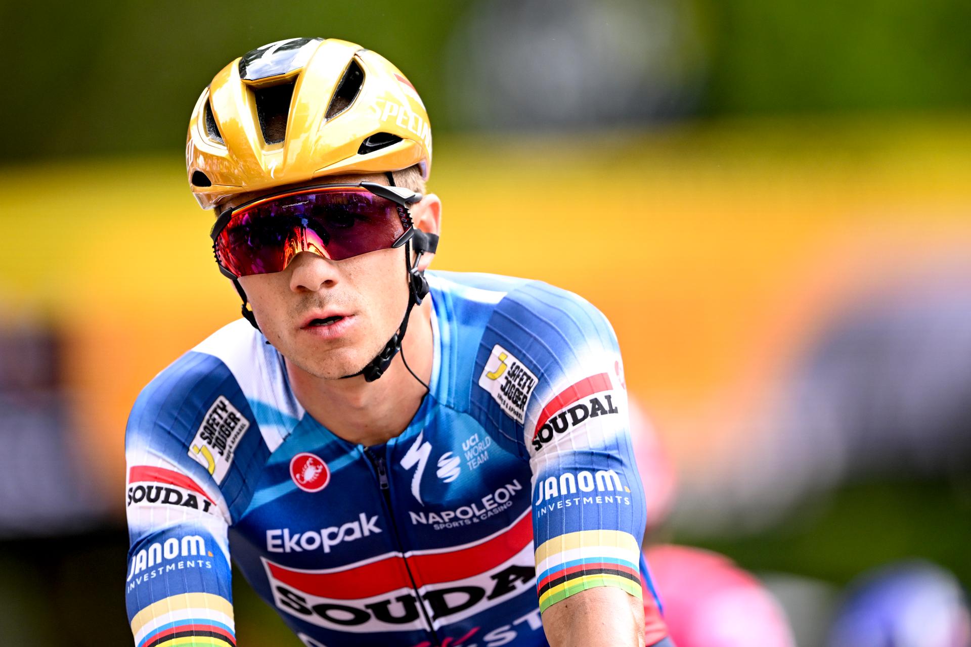 Belgian Remco Evenepoel of Soudal Quick-Step pictured after the first stage, Lille Metropole to Lille Metropole (185 km), of the 2025 Tour de France cycling race, in Lille, France, on Saturday 05 July 2025. The 112th edition of the Tour de France starts on Saturday 5 July in Lille, France, and will finish in Paris, France on the 27th of July. BELGA PHOTO JASPER JACOBS