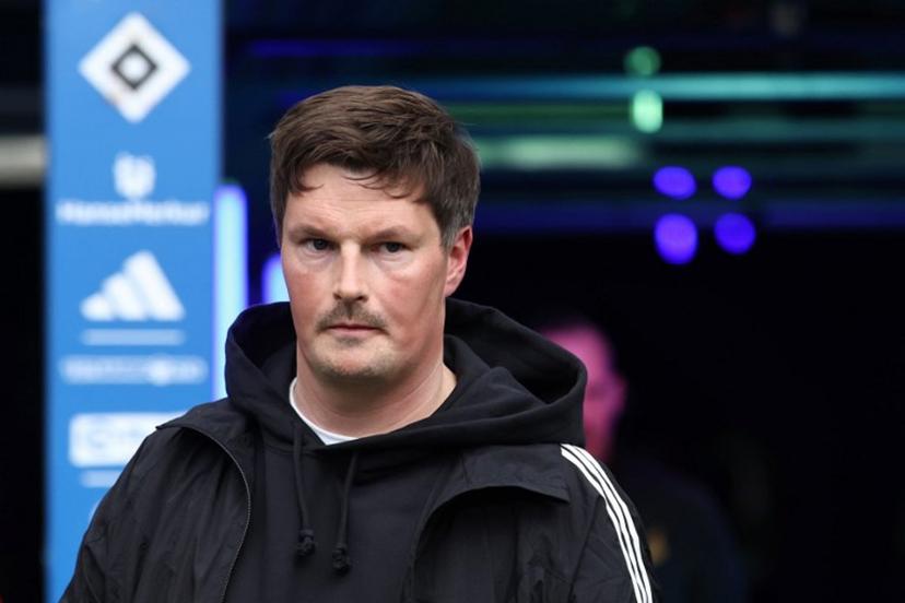 Hamburg's German head coach Merlin Polzin looks on prior to the German first division Bundesliga football match between Hamburger SV and TSG 1899 Hoffenheim in Hamburg, northern Germany on April 25, 2026.  Ibrahim OT / AFP