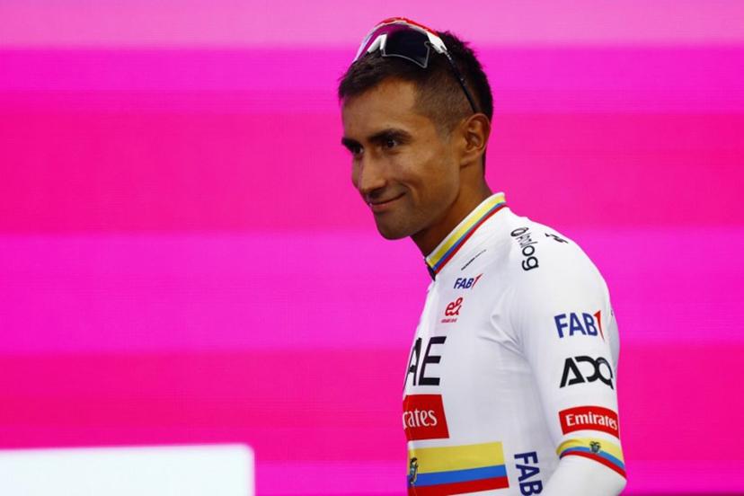 UAE Team Emirates - XRG Ecuadorian rider Jhonatan Narvaez attends the team presentation in Burgas, on May 6, 2026, two days before the departure of the Giro d'Italia 2026 - Tour of Italy cycling race. The Giro d'Italia 2026 will depart from Burgas in Bulgaria on May 8, 2026 and finish in Rome on May 31, 2026. Luca Bettini / AFP
