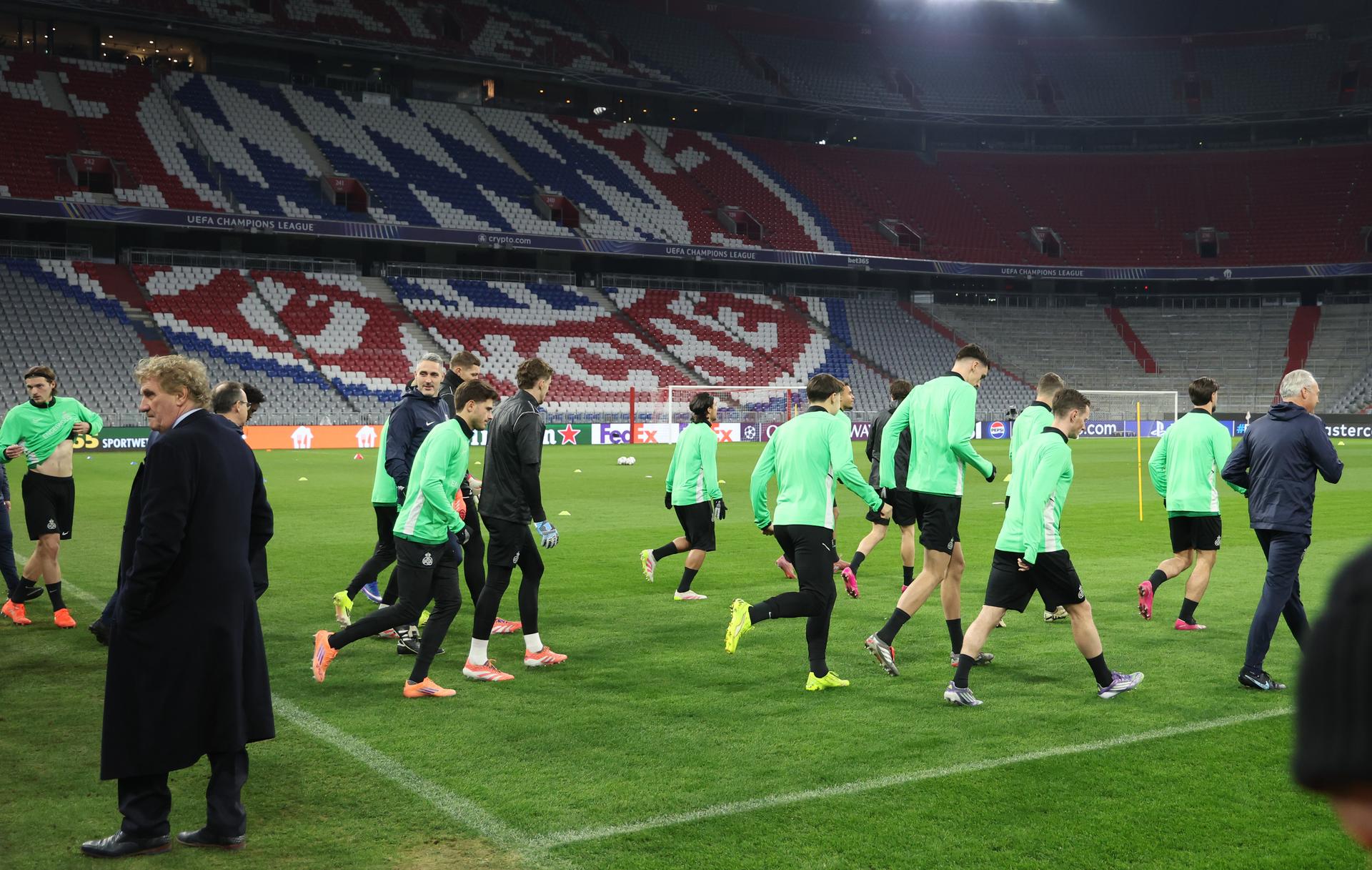 Union's players pictured during a training session of Belgian soccer team Royale Union Saint-Gilloise in Munich, Germany on Tuesday 20 January 2026. The team is preparing for tomorrow's match against German FC Bayern Munchen, on day seven of the League phase of the UEFA Champions League tournament. BELGA PHOTO VIRGINIE LEFOUR