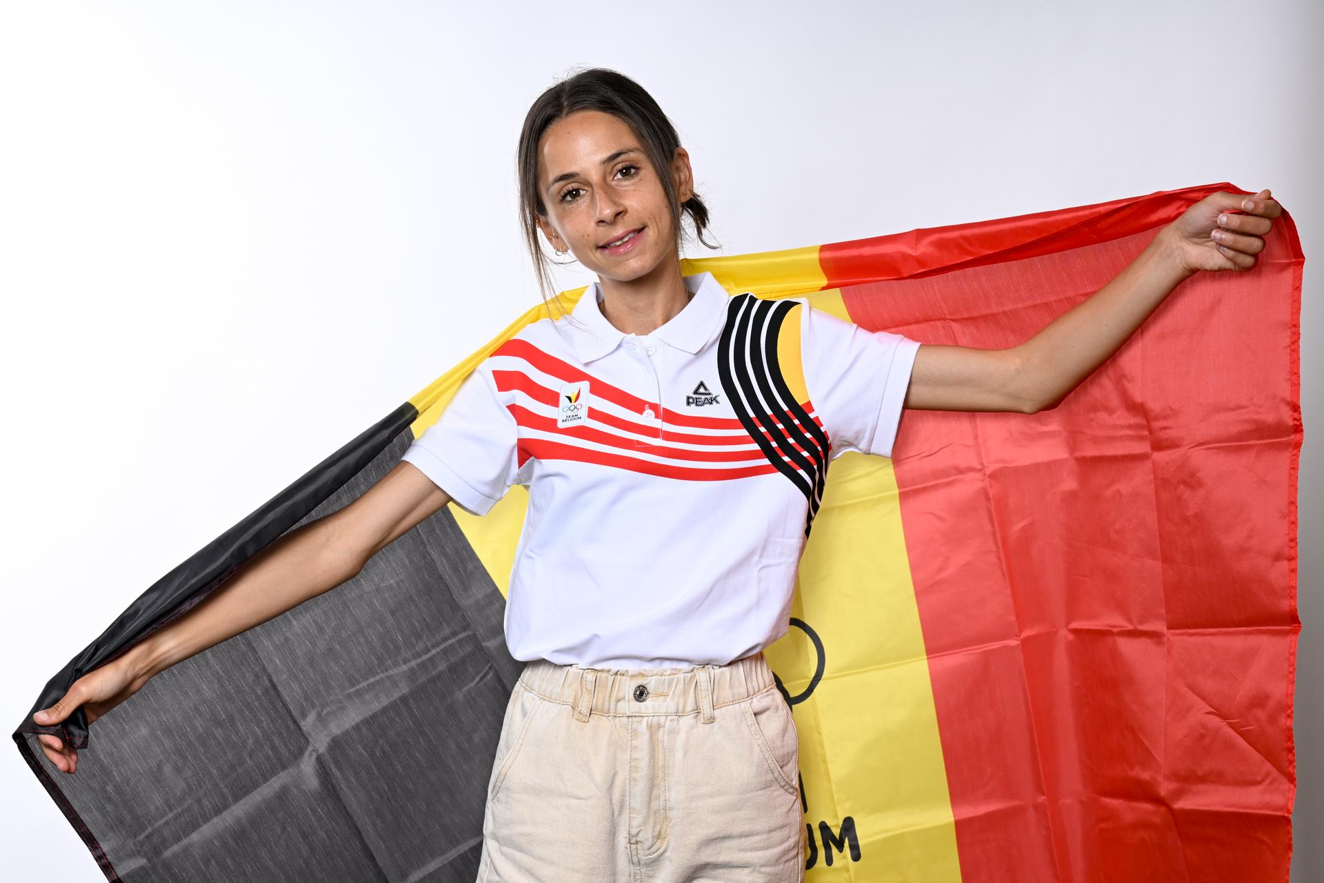 Belgian Chloe Herbiet pictured during a photoshoot for the Belgian Olympic Committee BOIC - COIB ahead of the Paris 2024 Olympic Games, in Brussels, Thursday 20 June 2024. BELGA PHOTO DIRK WAEM