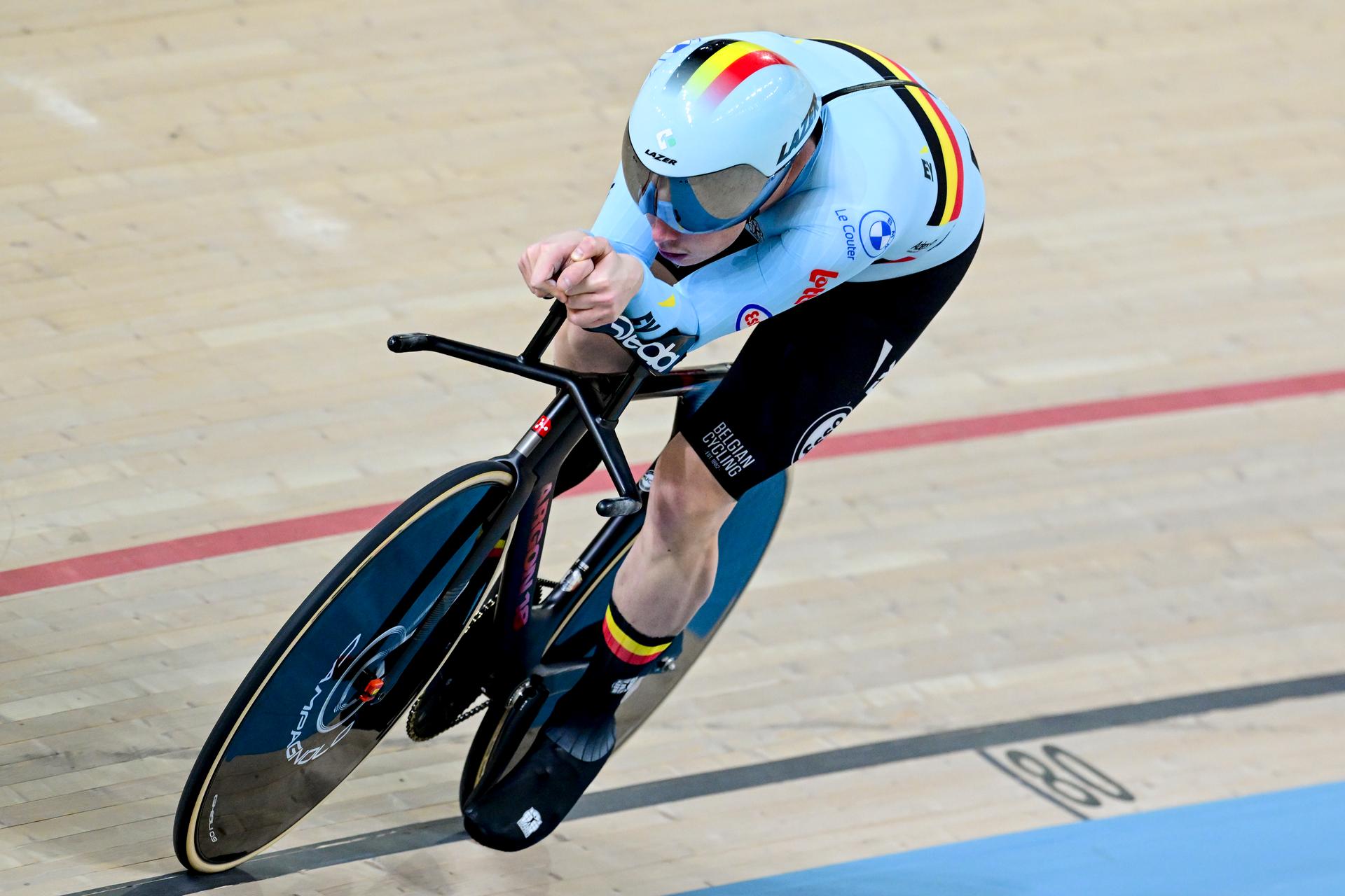 Belgian Thibaut Bernard pictured in action during the men's Individual Pursuit qualifications at day 3 of the 2026 UEC Track Elite European Championships, in Konya, Turkey, Tuesday 03 February 2026. The European Championships take place from 01 to 05 February 2026. BELGA PHOTO DIRK WAEM