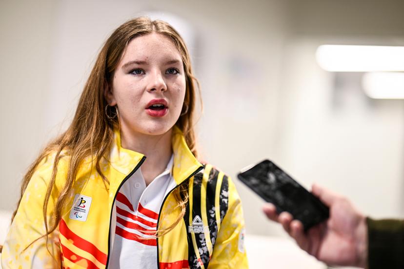 Belgian skier Marte Goossen pictured after a press conference of the Paralympic Team Belgium to present the athletes representing Belgium at the 2026 Paralympic Winter Games in Cortina d'Ampezzo and Milan (from March 6 to 15), on Tuesday 24 February 2026, in Brussels. BELGA PHOTO TOM GOYVAERTS