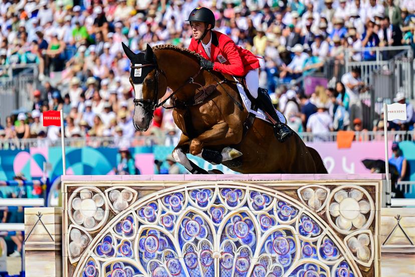 Belgian rider Gilles Thomas and his horse Ermitrage Kalone pictured in action during the Equestrian Mixed Individual Jumping final at the Paris 2024 Olympic Games, on Wednesday 31 July 2024 in Paris, France. The Games of the XXXIII Olympiad are taking place in Paris from 26 July to 11 August. The Belgian delegation counts 165 athletes competing in 21 sports. BELGA PHOTO DIRK WAEM