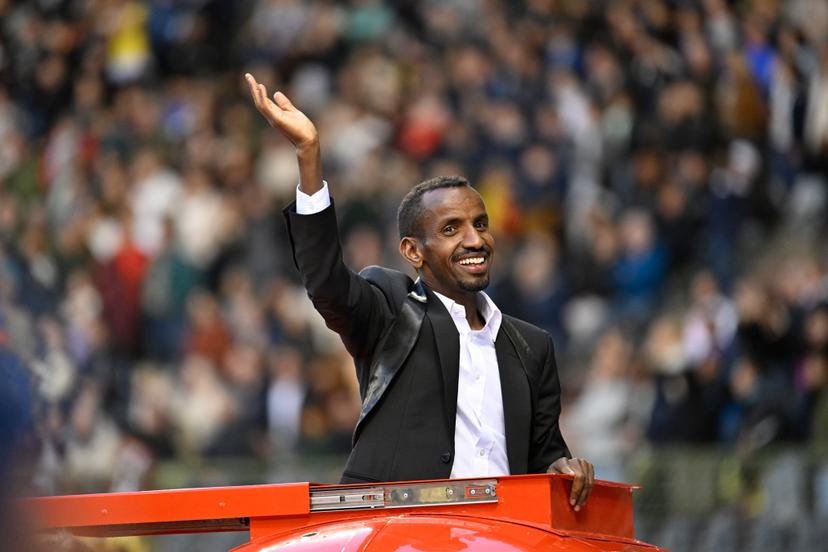 Belgian olympic silver medal winner, Bashir Adbi pictured at the 48th edition of the Memorial Van Damme athletics event in Brussels, Friday 13 September 2024. The 2024 Allianz Memorial Van Damme Diamond League meeting takes place on 13 and 14 September 2O24. BELGA PHOTO TOM GOYVAERTS