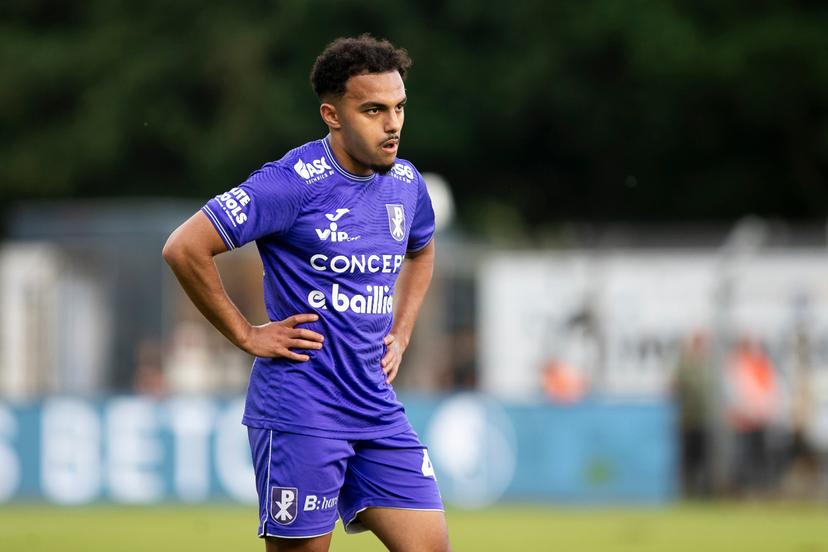 Patro Eisden's Adnane Abid looks dejected during a soccer match between Patro Eisden Maasmechelen and Cercle Brugge, Sunday 18 May 2025 in Maasmechelen, the first leg of the Relegation Play-offs Finals of the 2024-2025 'Jupiler Pro League' Belgian championship. The winner of the meeting will qualify to play in the First Division. BELGA PHOTO KRISTOF VAN ACCOM